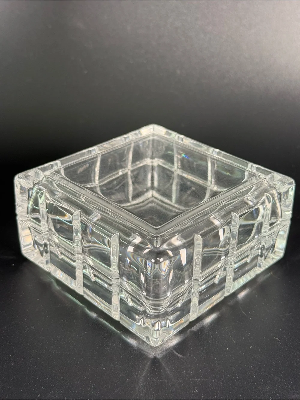 Vintage Avon Square Crystal Lidded Trinket Jewelry Box